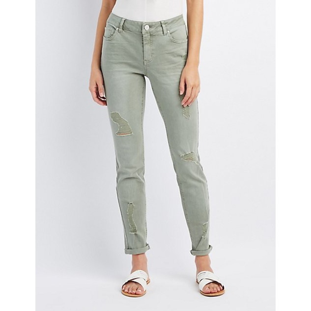 NWT Refuge Sage Distressed Skinny Boyfriend Jeans
